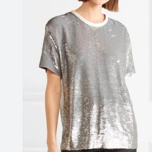 IRO "Natesa" long sequin tee- silver size 34